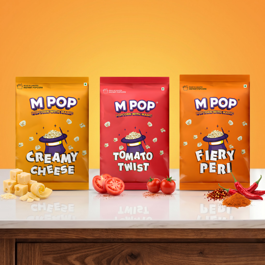 M POP Instant Popcorn Assorted Flavor | Theatre Style Popcorn at Home | Ready to Cook | Palm Oil Free | Movie Night Snack | 50g x 6 Packs