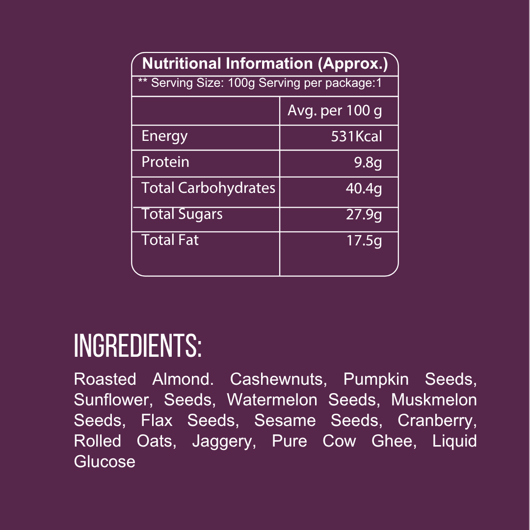 M-Nutss Seeds, Nuts & Berries Chikki – Superfood Nutrition Snack